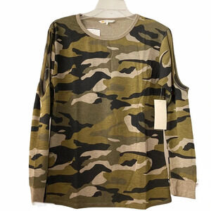 C&C California Camo  Long Sleeves Cold Shoulder Top Small BNWT